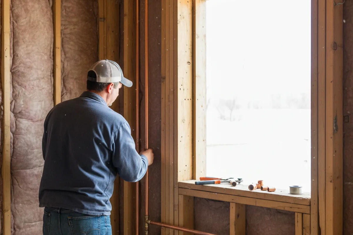 Licensed plumber running new copper supply lines in a Cool home