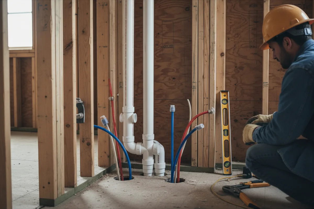 Drain and supply rough-in during Garbage Disposal Repair in Cool